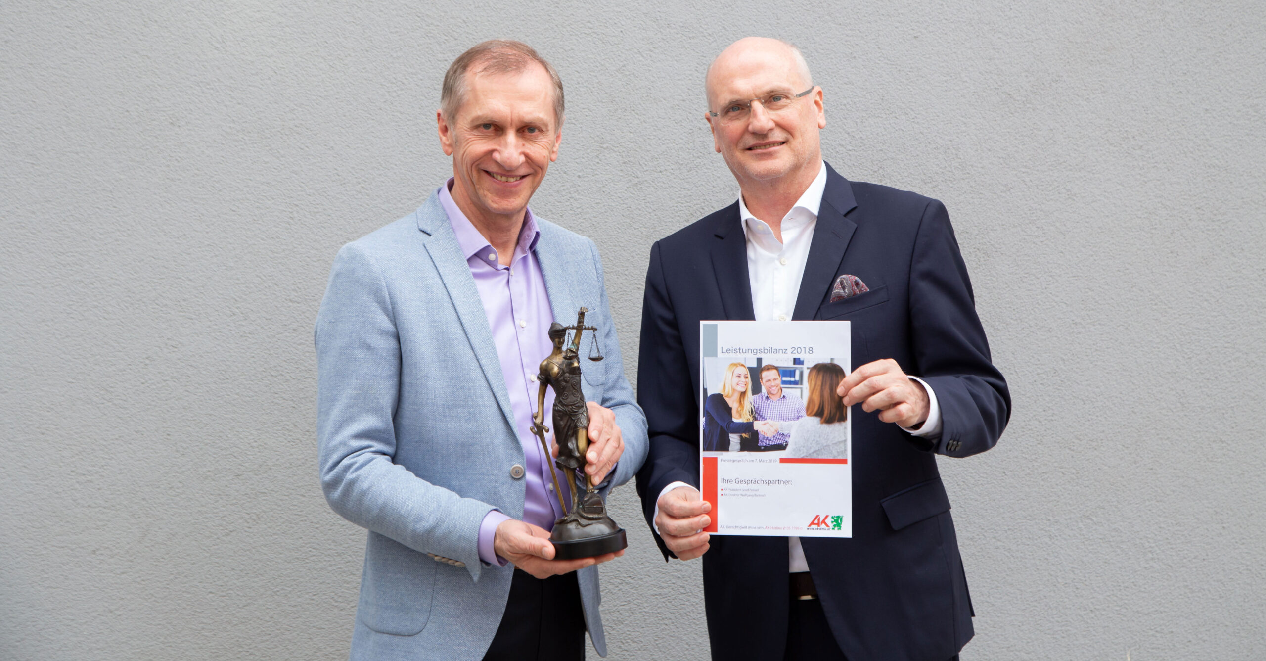 AK-Präsident Josef Pesserl und AK-Direktor Wolfgang Bartosch präsentierten heute die AK-Jahresbilanz 2018 der steirischen Arbeiterkammer.