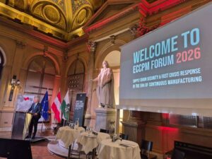 RCPR-Geschäftsführer Johannes Khinast bei der Eröffnung des ECCPM Forum 2026 in der Aula der TU Graz. Credit: RCPE