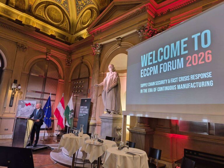 RCPR-Geschäftsführer Johannes Khinast bei der Eröffnung des ECCPM Forum 2026 in der Aula der TU Graz. Credit: RCPE